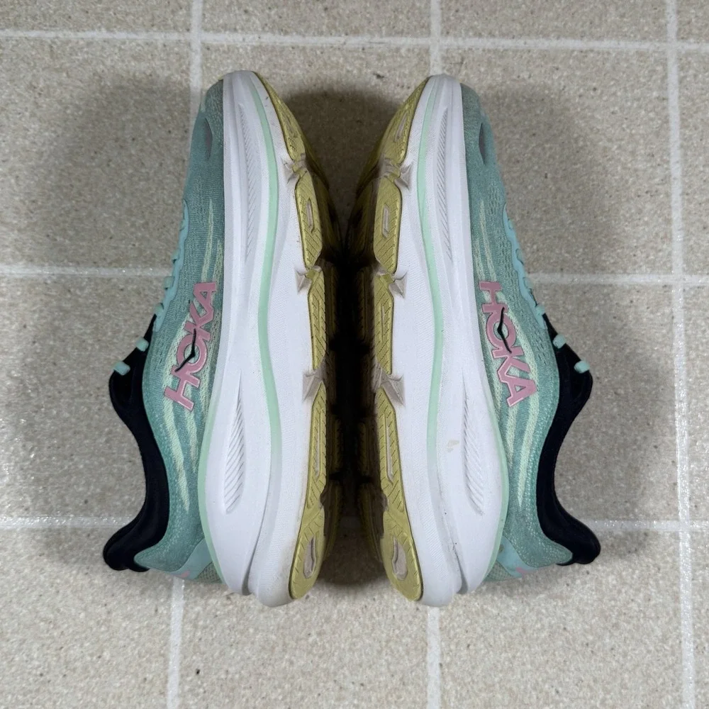 Hoka One One Bondi 9 Womens Size 10 B Blue Spark Mint Fluorite 1162014 BTF